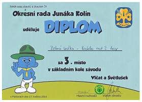 Diplom ZVaS okresní kolo 3. místo 2014 - malé